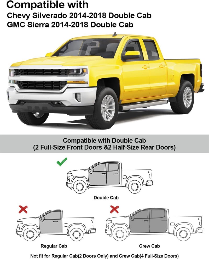 Deejecsun in-Channel Window Rain Guards Fit for Truck Chevrolet(Chevy) Silverado/GMC Sierra Double Cab 2014-2018 Rain Guards Extra Durable Window Deflectors Visors Vent Visors Shades Car Accessories - Image 3